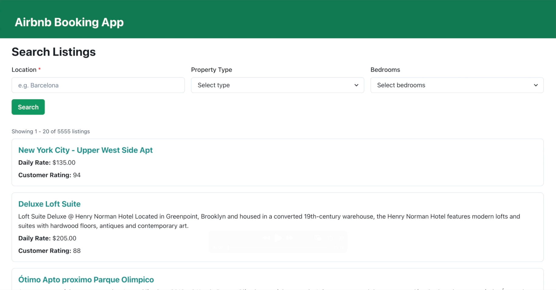 Airbnb Booking Website screenshot